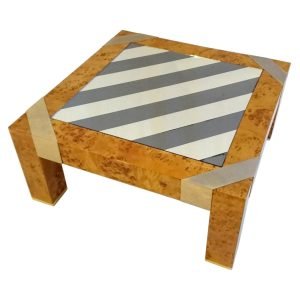 Vintage Italian Coffee Table in Burl and Glass