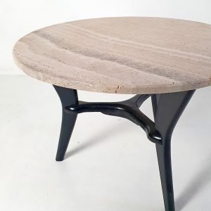 Want_more_images_or_videos_Request_addition (2) Mid-Century Round Coffee Table in Travertine, Italy, 1950's