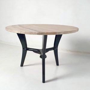 Want_more_images_or_videos_Request_addition (4) Mid-Century Round Coffee Table in Travertine, Italy, 1950's