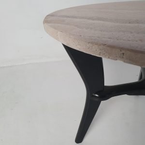 Want_more_images_or_videos_Request_addition (5) Mid-Century Round Coffee Table in Travertine, Italy, 1950's