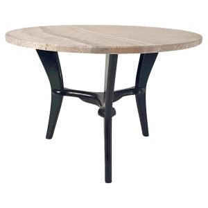 Mid-Century Round Coffee Table in Travertine, Italy, 1950's